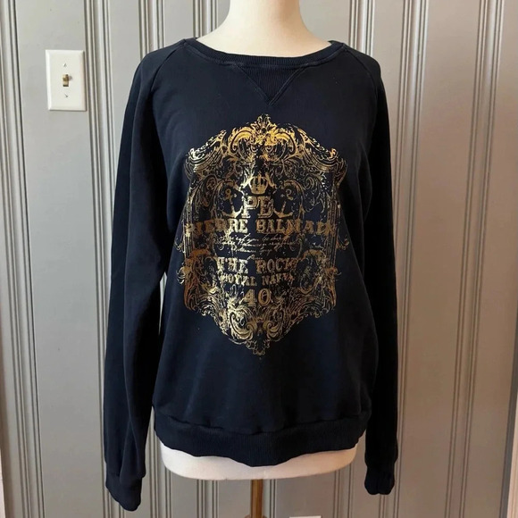 Balmain Paris The Rock Baroque Metallic-Print Sweatshirt, Blue 50 Size Large Men - Picture 13 of 13